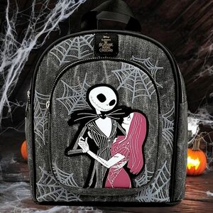 The Nightmare Before Christmas Jack & Sally Mini Black & Gray Backpack Bag